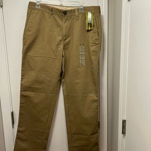 LK Life Khaki Plain Front Comfortable Relaxed Straight Fit Mens Pants